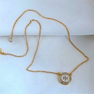 Tory Burch White & Gold Pendant Necklace